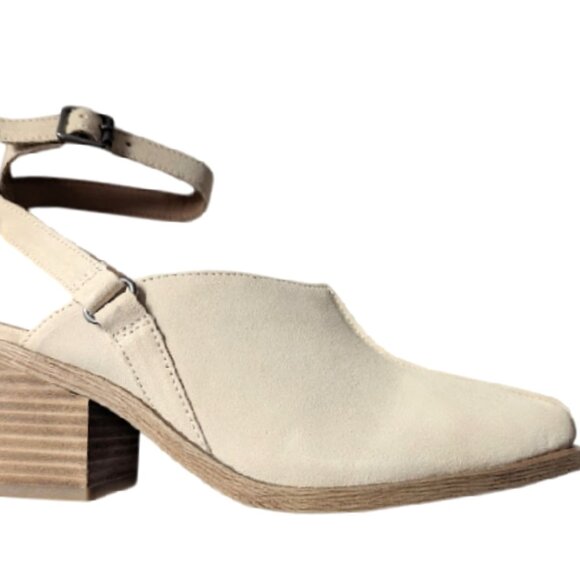 Lucky Brand Winola Almond Toe Block Heel Buckle Strap Leather Mules Size 8 NWOB - Picture 7 of 8